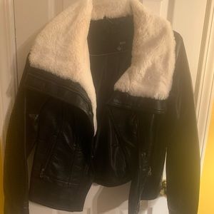Moto Jacket with Fur collar- size M